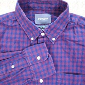 Bonobos Shirt Slim Fit Button-Down Multicolor Plaid Pocket Long Sleeve Mens Sz M